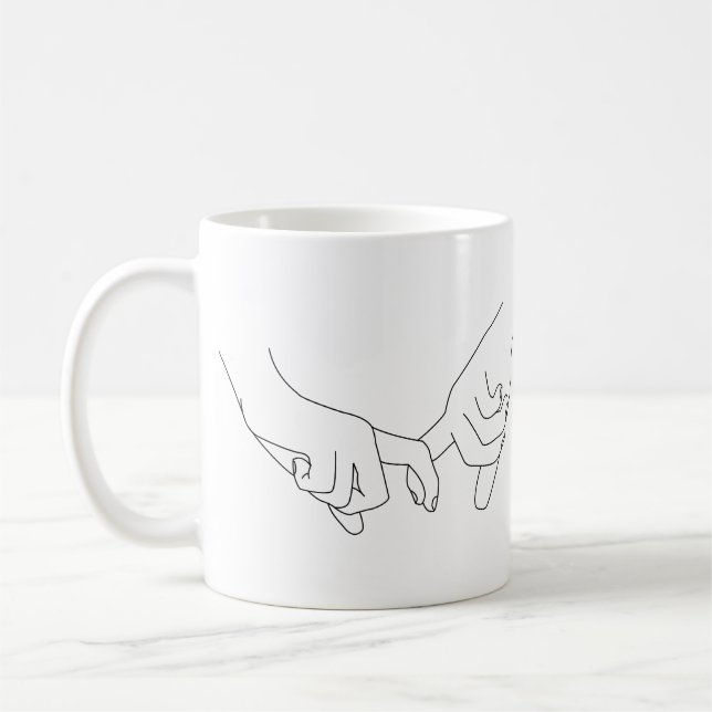 Haltehandschuhe Minimal Line Art Niedlich Einfache Kaffeetasse (Links)