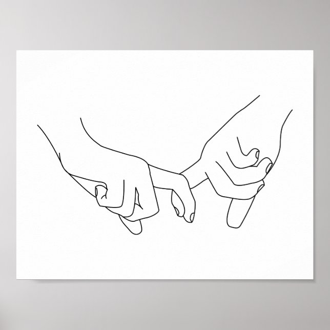 Haltehandschuhe Minimal Line Art Niedlich Einfache Poster (Vorne)