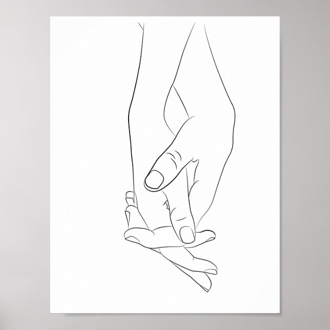 Haltehandschuhe Minimal Line Art Niedlich Einfache Poster (Vorne)
