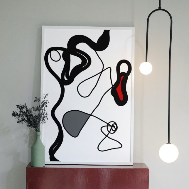 Haltemuster: Abstrakt schwarz, weiß, grau und rot Leinwanddruck (Von Creator hochgeladen)