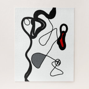 Haltemuster: Abstrakt schwarz, weiß, grau und rot Puzzle