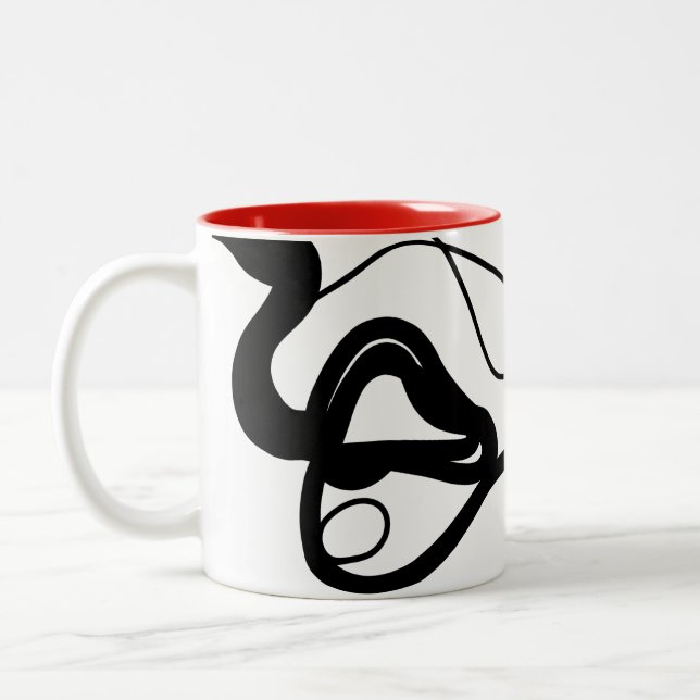 Haltemuster: Abstrakt schwarz, weiß, grau und rot Zweifarbige Tasse (Links)