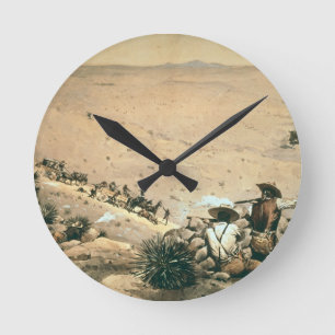 "Halten", c.1900 (Öl auf Leinwand) Runde Wanduhr