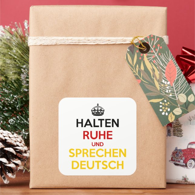 Halten Ruhe und SpæDeutsch Quadratischer Aufkleber (Feiertag)