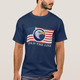 Halten Sie die Linie, amerikanische Flagge und Adl T-Shirt
