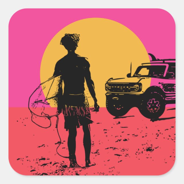 Halten Sie Ihre Pferde Surfer Quadratischer Aufkleber (Vorderseite)