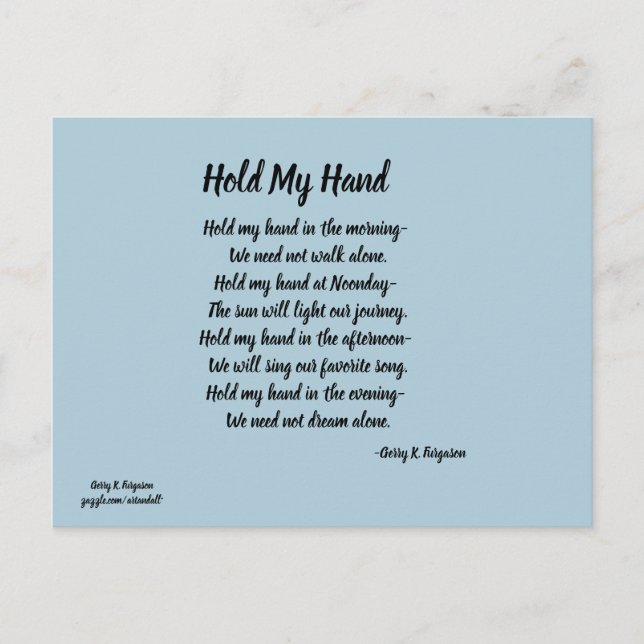 HALTEN SIE MEINE HAND POSTCARD POSTKARTE (Vorderseite)