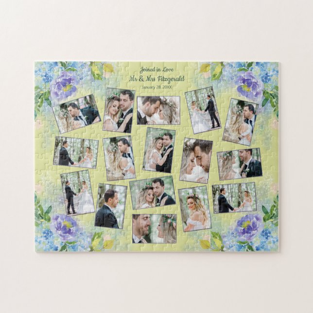 Halten Sie sich die Hochzeit Foto Collage Wasserfa Puzzle (Horizontal)