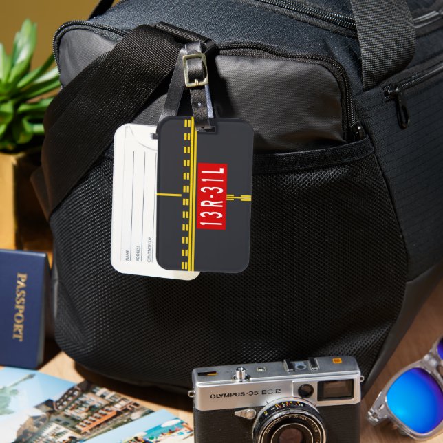 Haltepunktmarkierung 13R-31L Gepäckanhänger (Vorderseite & Rückseite)