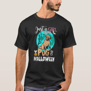 Halter für Frauen gruseliger Halloween-Hund Pug T-Shirt