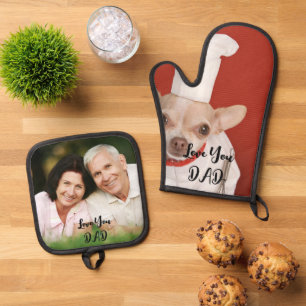 Halter-Set für Töpfe mit individuellem Foto Ofenhandschuh & Topflappen-Set