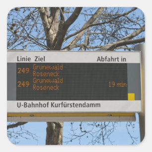 Haltestellenschild in Berlin Quadratischer Aufkleber