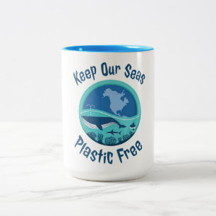Haltet unsere Meere plastikfrei Zweifarbige Tasse