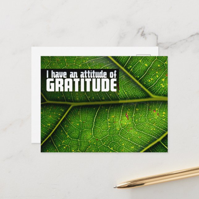 "Haltung der Dankbarkeit" Motivation Affirmation Postkarte (Vorderseite/Rückseite Beispiel)