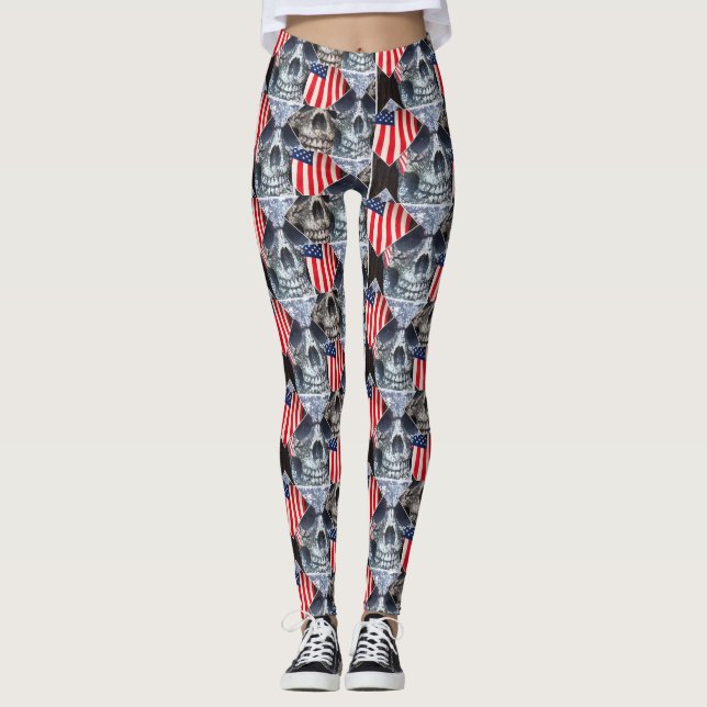 Haltung Roxxs UnisexLeggings "Patriot-Schädel " Leggings (Vorderseite)