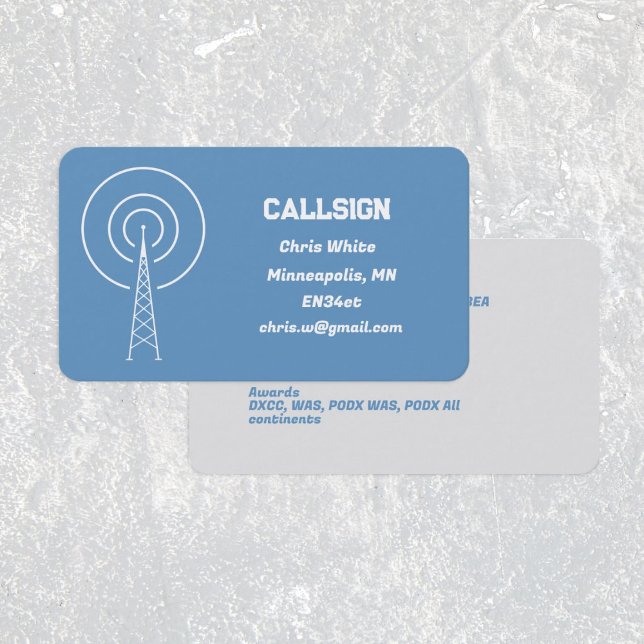 Ham Amateur Radio Blue Visitenkarte (Amateur Radio Cards)