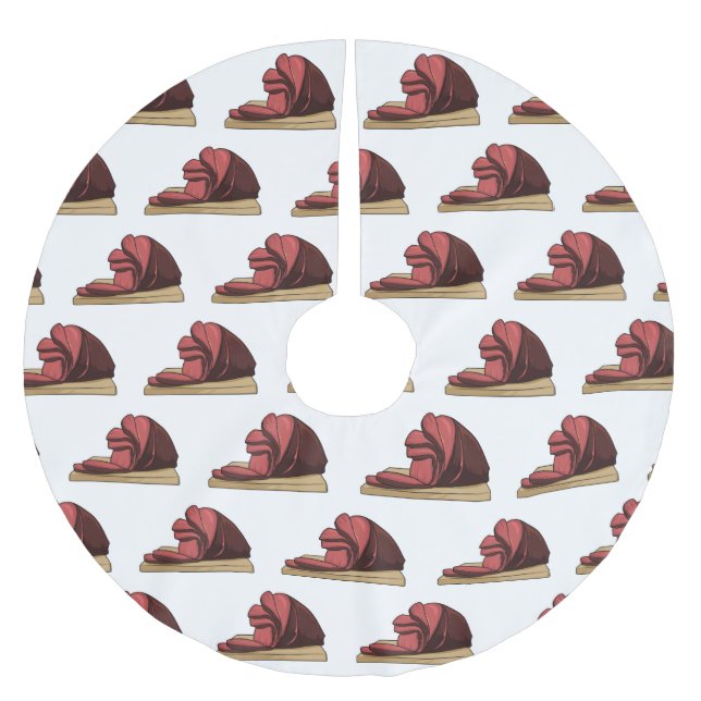 Ham Cartoon-Abbildung Polyester Weihnachtsbaumdecke (Vorderseite)