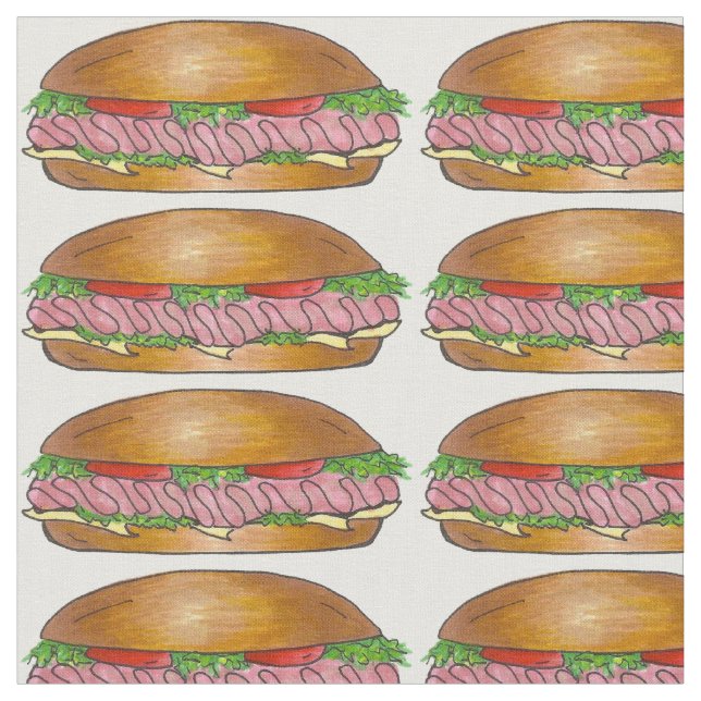 Ham Cheese Sub Hoagie U-Boot Sandwich Fabric Stoff (Nahaufnahme)