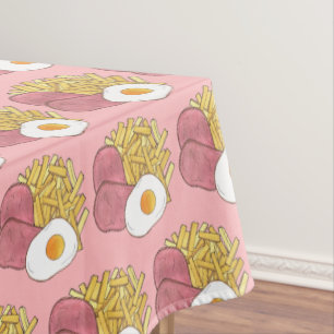 Ham Egg and Chips British Cuisine Pub Cooking Tischdecke