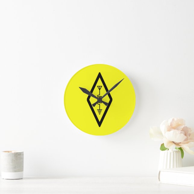 HAM-Funkoperator-Symbol International Gelb Runde Wanduhr (Zuhause)