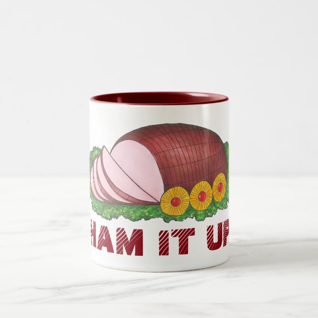 HAM IT UP Funny Christmas Novelty Food Holiday Tas Zweifarbige Tasse (Mittel)