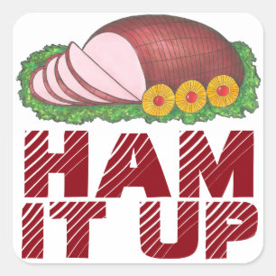 HAM IT UP Funny Holiday Feinschmecker Weihnachtskl Quadratischer Aufkleber