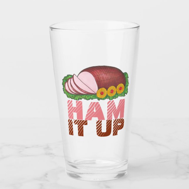 Ham It Up Pink Glazed Holiday Osterfest Glas (Vorderseite)