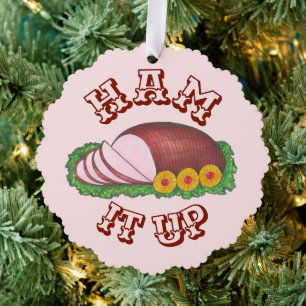 Ham It Up Pink Glazed Oster Weihnachtsfeiertag Ornament Karte