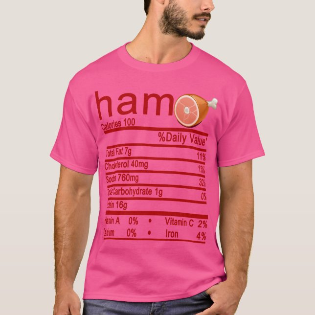 ham Nutrition Facts Funny Erntedank T-Shirt (Vorderseite)