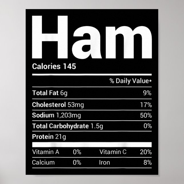 Ham Nutrition Fakten Familie passt Weihnachtskoste Poster (Vorne)