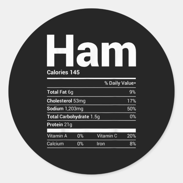 Ham Nutrition Fakten Familie passt Weihnachtskoste Runder Aufkleber (Vorderseite)