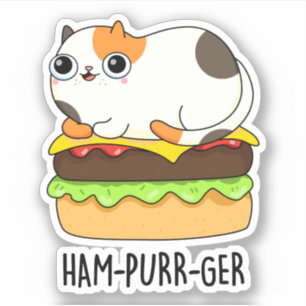 Ham-Purr-Ger Funny Cat Hamburger Pun Aufkleber