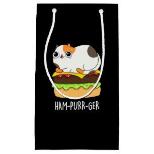 Ham-Purr-Ger Funny Cat Hamburger Pun Dark BG Kleine Geschenktüte