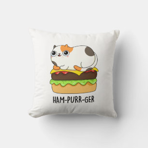 Ham-Purr-Ger Funny Cat Hamburger Pun Kissen