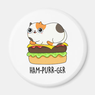 Ham-Purr-Ger Funny Kitty Cat Hamburger Pun Magnet