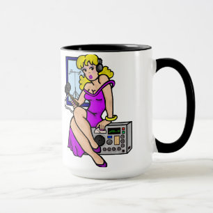 Ham Radio Blonde Button-up Girl Tasse Anpassen!