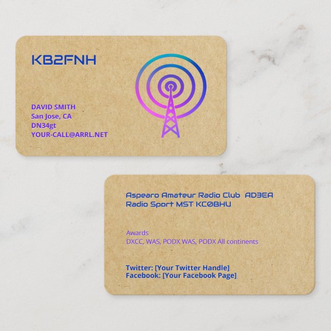 📻 Ham Radio Callsign Visitenkarte (Vorne/Hinten)