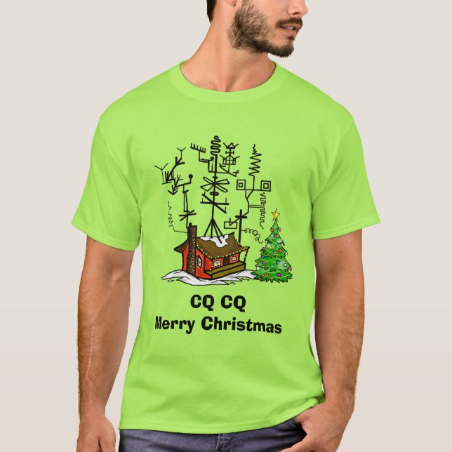 Ham Radio Christmas CQ CQ T - Shirt (Vorderseite)