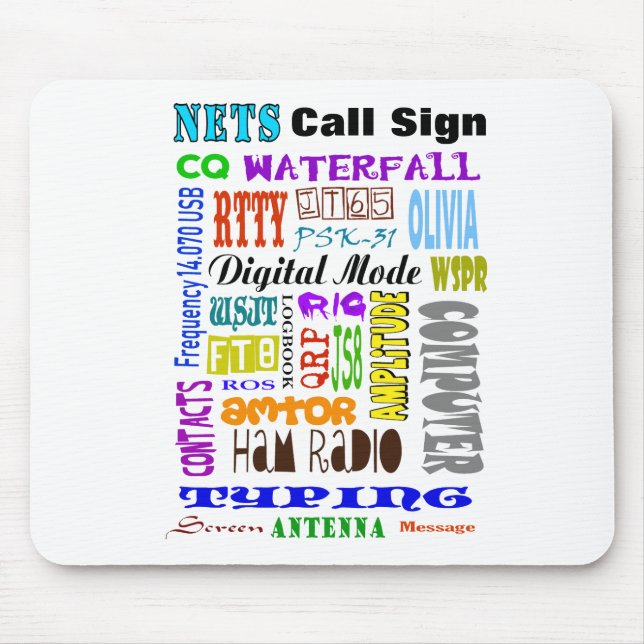 Ham Radio Digital Word Collage Mouse Pad Mousepad (Vorne)