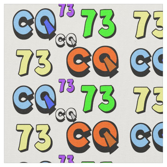 Ham Radio Fabric 73 und CQ Stoff (Nahaufnahme)