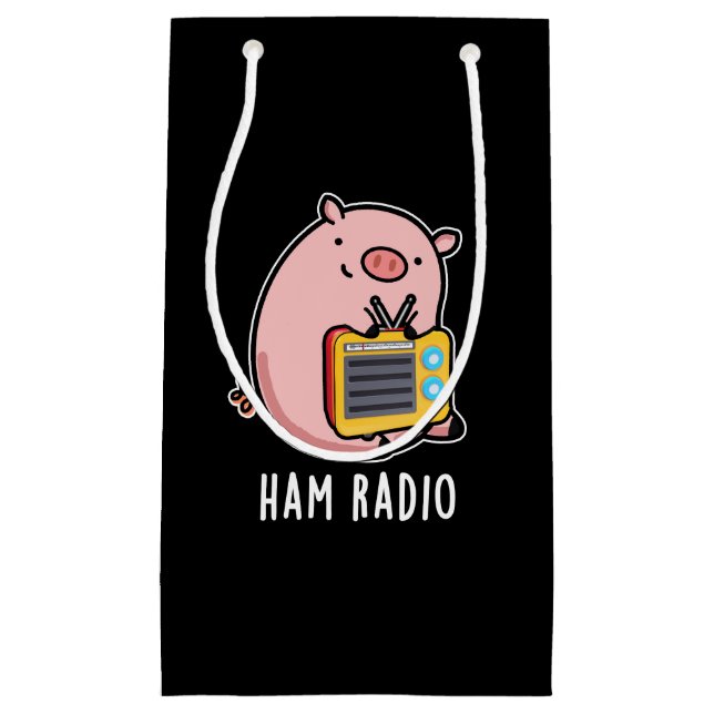 Ham Radio Funny Pig Pun Dark BG Kleine Geschenktüte (Vorderseite)