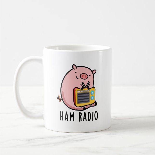 Ham Radio Funny Pig Pun Kaffeetasse (Links)