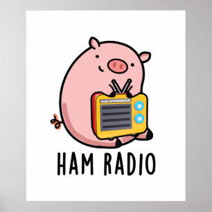Ham Radio Funny Pig Pun Poster