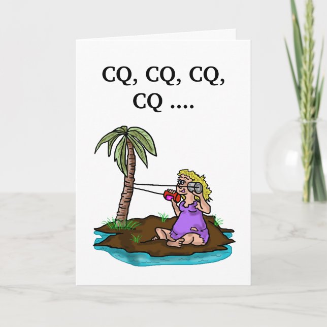 Ham Radio Geburtstagskarte Weibliche Ferninsel Karte (Vorderseite)