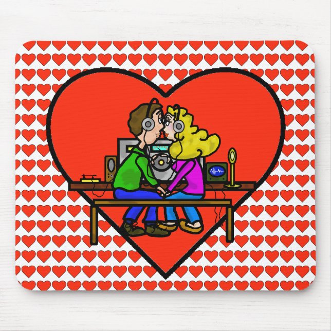 Ham Radio Kissing Couple Computer Mousepad (Vorne)