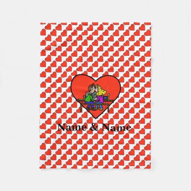 Ham Radio Kissing Couple Fleece Blanket individual (Vorderseite)