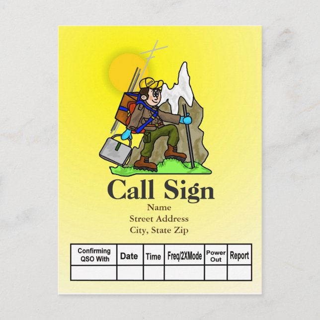 Ham Radio Mountain Climber QSL-Karte Postkarte (Vorderseite)