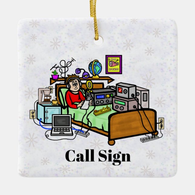 Ham Radio Operator in Bed Christmas Ornament (Vorderseite)