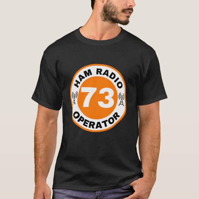 Ham Radio Operator Shirt 73 Orange (Vorderseite)