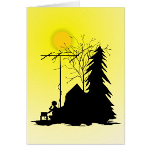 Ham Radio Operator-Silhouette mit Sun Card